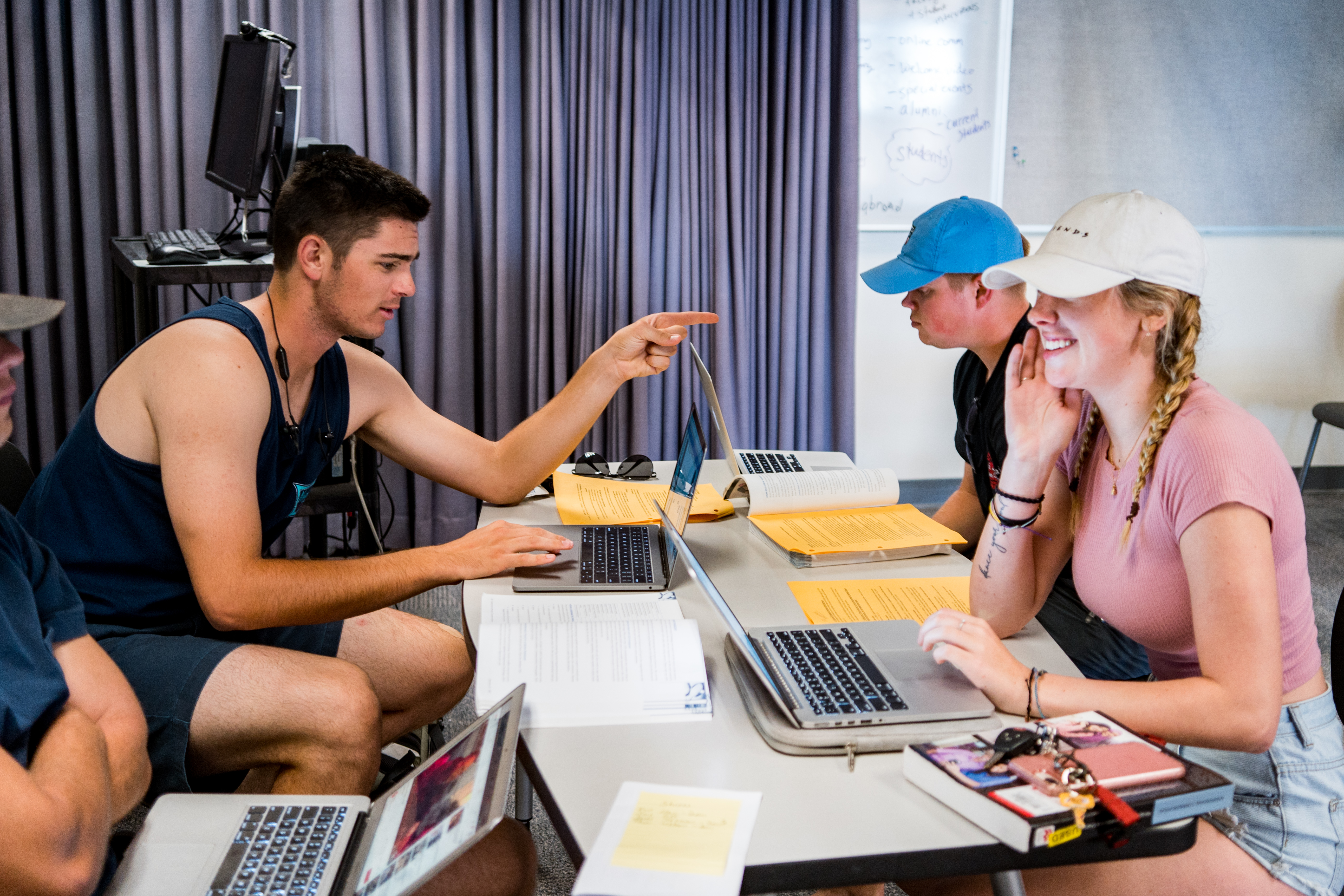 Communication Lab Students Studying